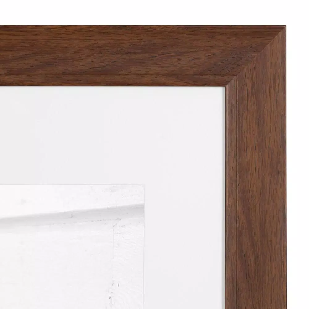 Kate and Laurel Edson Walnut Brown Picture Frame Set, 16 x 20 in. with 11 x 14 in. Mat (Set of 2)