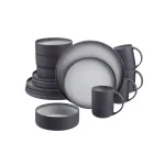 Home Decorators Collection Pierce 16-Piece Stoneware Dinnerware Set, Charcoal and Shadow Gray, Service for 4 thumbnail 1