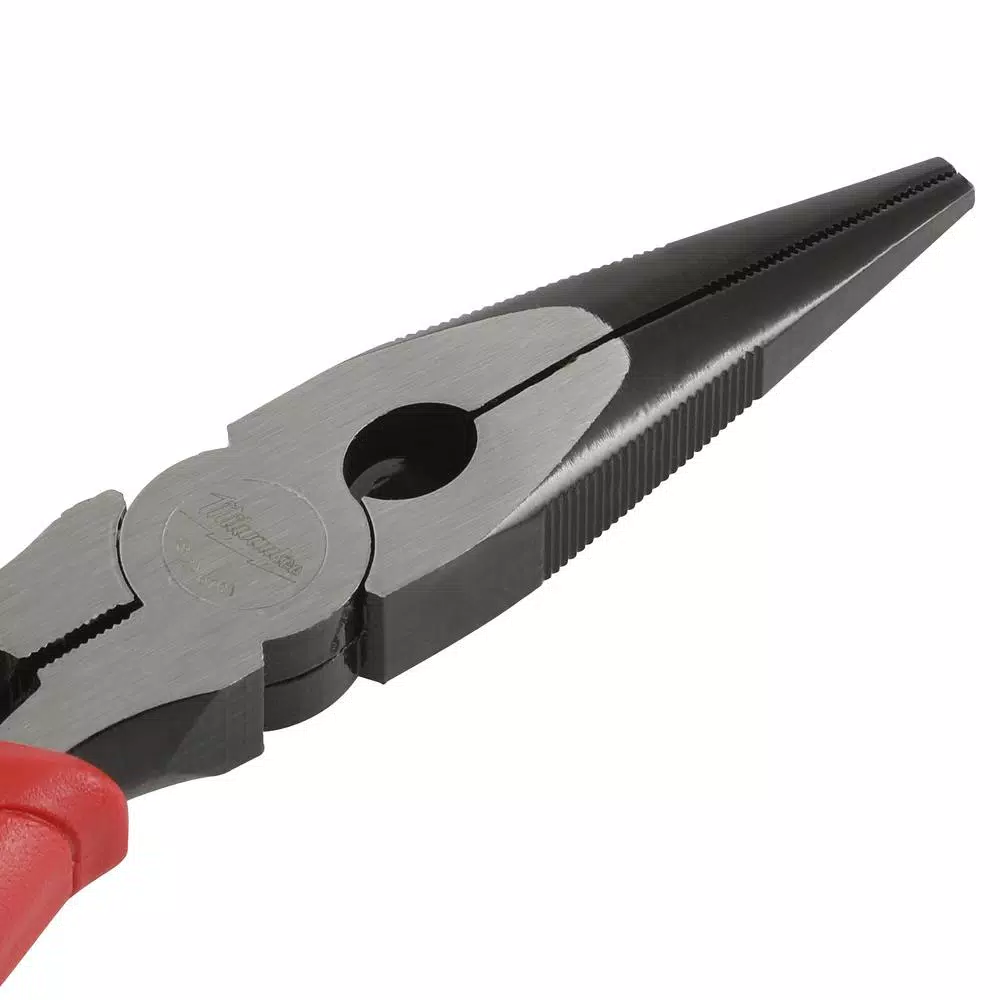 Milwaukee 8 in. Long Nose Pliers with Reaming Ridges and Fish Tape Puller