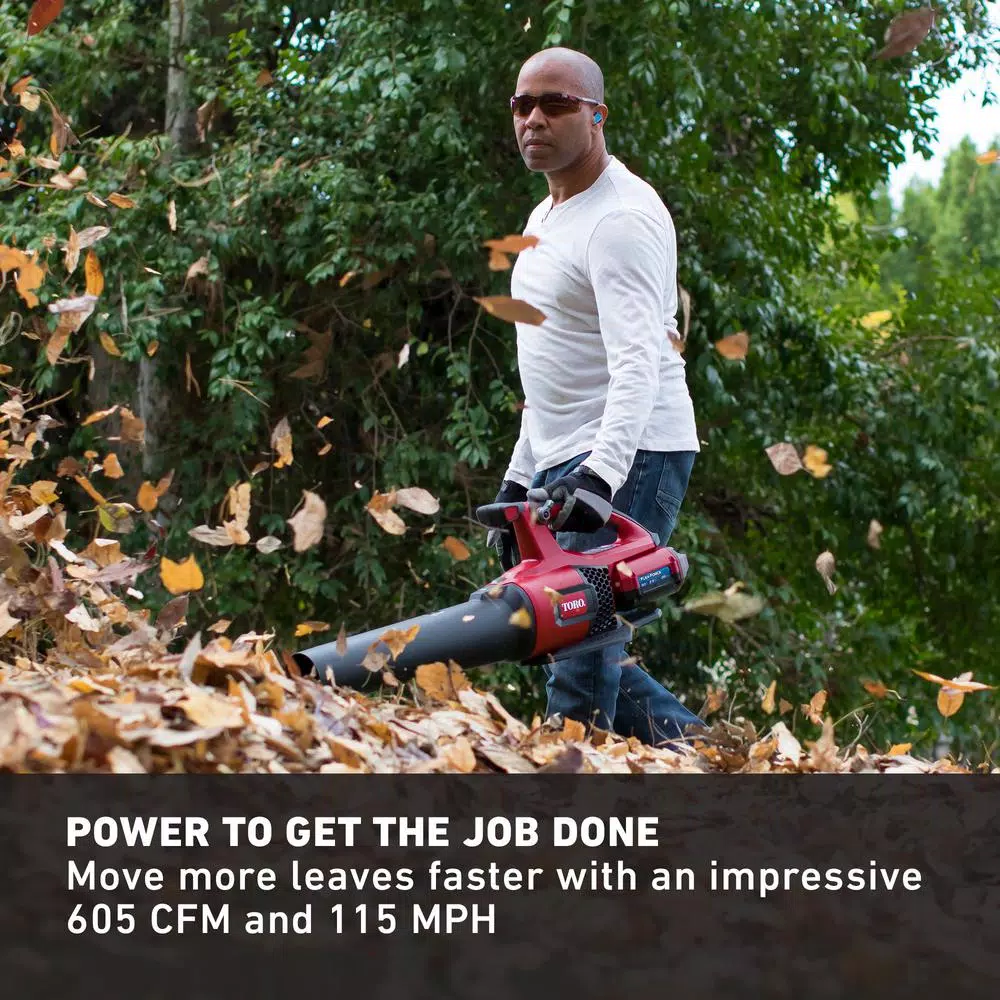 Toro 60V Max Cordless Brushless Leaf Blower, 605 CFM, 115 MPH with 2.5 Ah Battery and Charger