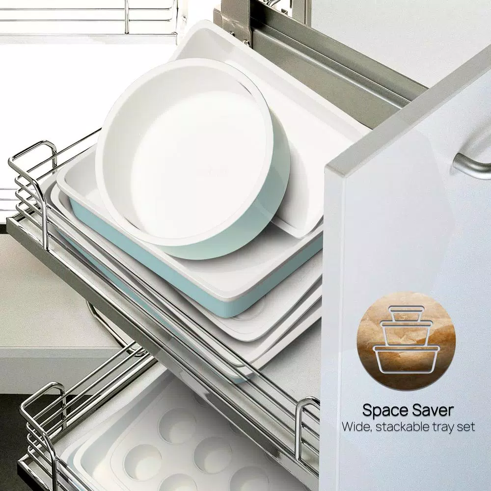 NutriChef 6-Piece Deluxe Non-Stick Ceramic-Style Steel Baking Sheet Set