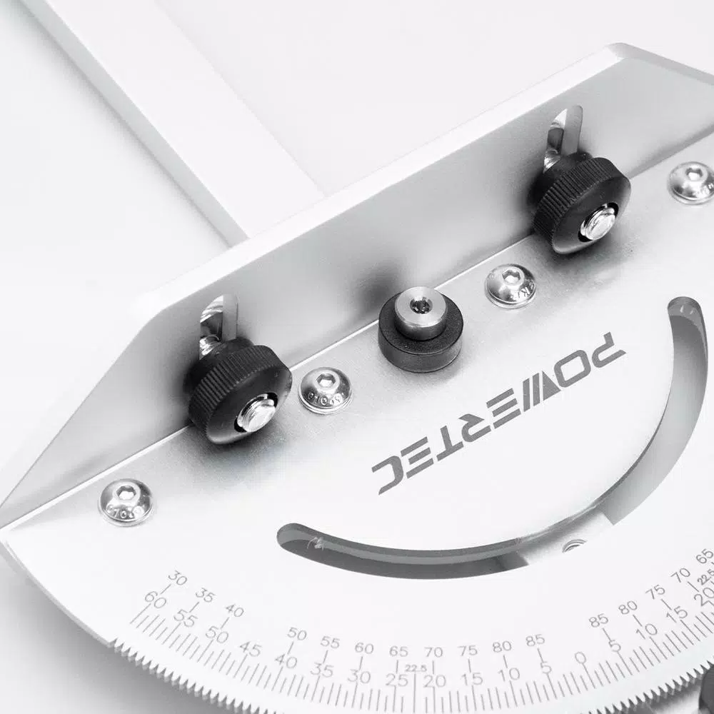POWERTEC Aluminum Deluxe Miter Gauge for Table Saw with 120 Angle Stops
