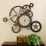 Unbranded Industrial Gear Wall Art with Analog Clock - Hand Painted Metal Sprocket Sculpture thumbnail 2