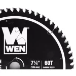 WEN 7.25 in. 60-Tooth Carbide-Tipped Professional Ultra Fine-Finish Circular Saw Blade with Cool-Cut Coating thumbnail 2