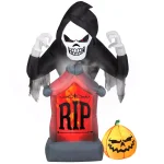 Gemmy 6 ft. Animated Fire and Ice Shaking Reaper Inflatable Halloween Decor with Projection and Fog Effect thumbnail 1