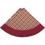 VHC Brands 48 in. Jonathan Plaid Traditional Christmas Tree Skirt - Red, Olive Green & Tan thumbnail 3