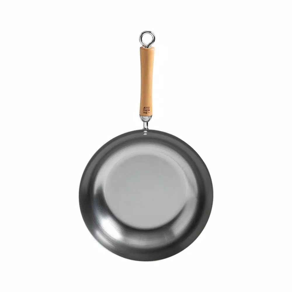 Honey-Can-Do Joyce Chen 12 in. Carbon Steel Stir-Fry Pan with Removable Birchwood Handle