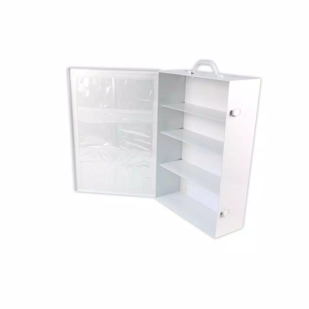 Rapid Care 4-Shelf First Aid Cabinet, Powder-Coated Steel Wall Mount Storage