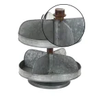 LITTON LANE Industrial Arts 2-Tier Iron Tray Stand with Galvanized Finish, Gray thumbnail 3