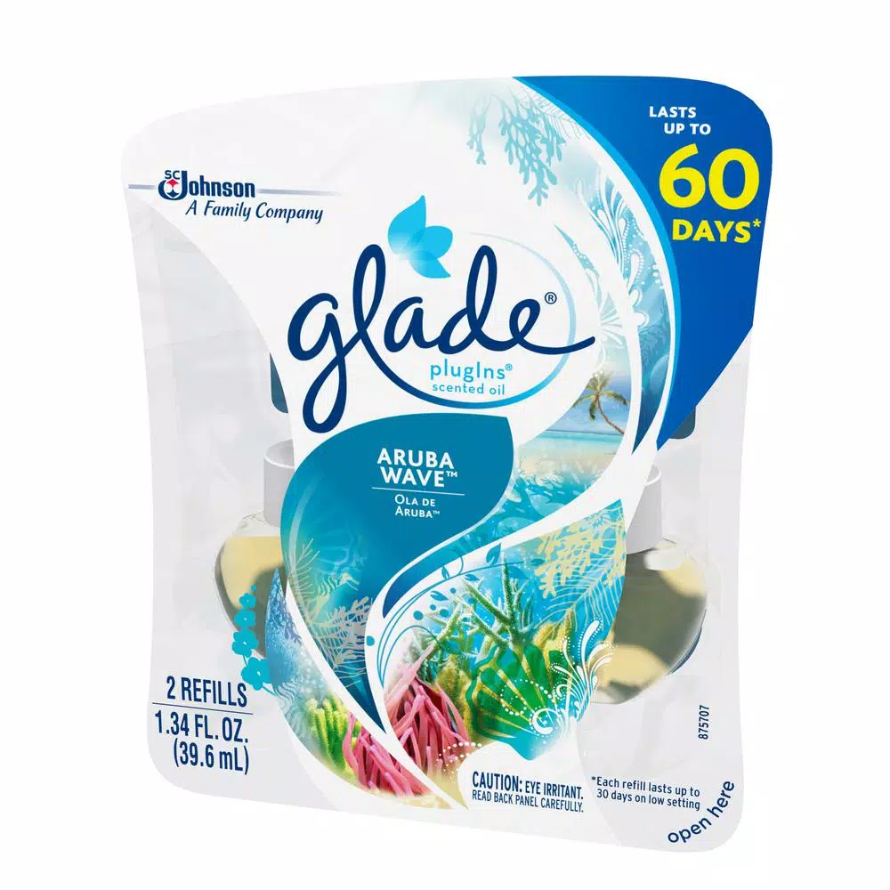 Glade PlugIns Scented Oil Air Freshener Refill, Aruba Wave, 1.34 oz. (2-Pack)
