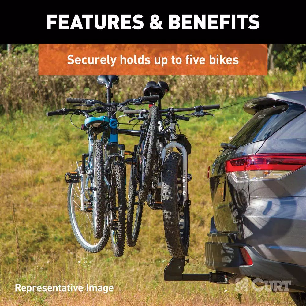 CURT Premium 5-Bike Hitch Mounted Bike Rack, 2-inch Receiver, 225 lb Capacity