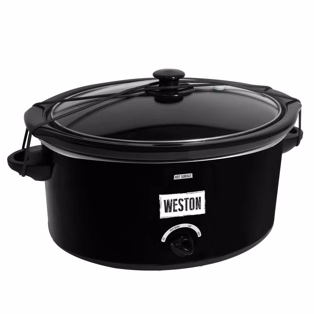 Weston 5 Qt. Black Slow Cooker with Locking Lid and 3 Temperature Settings