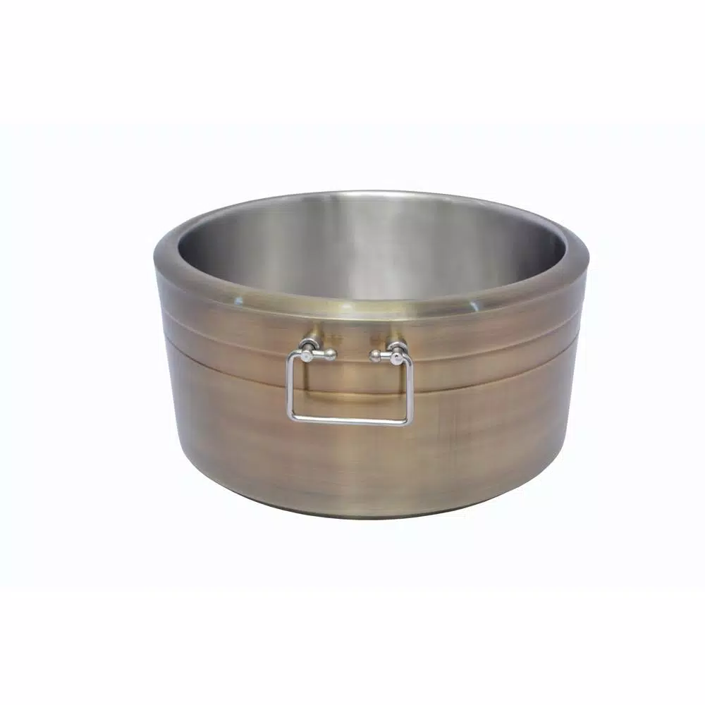 Unbranded 6.5 Gal. Brushed Gold Stainless Steel Double Wall Beverage Tub with Grip Handles