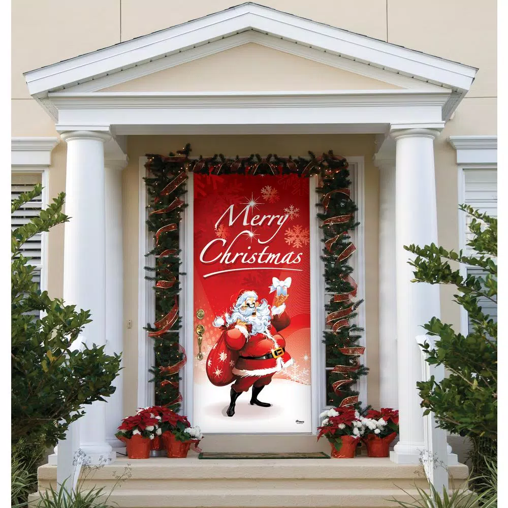My Door Decor Santa's Merry Christmas Front Door Mural Sign, 36 in. x 80 in.