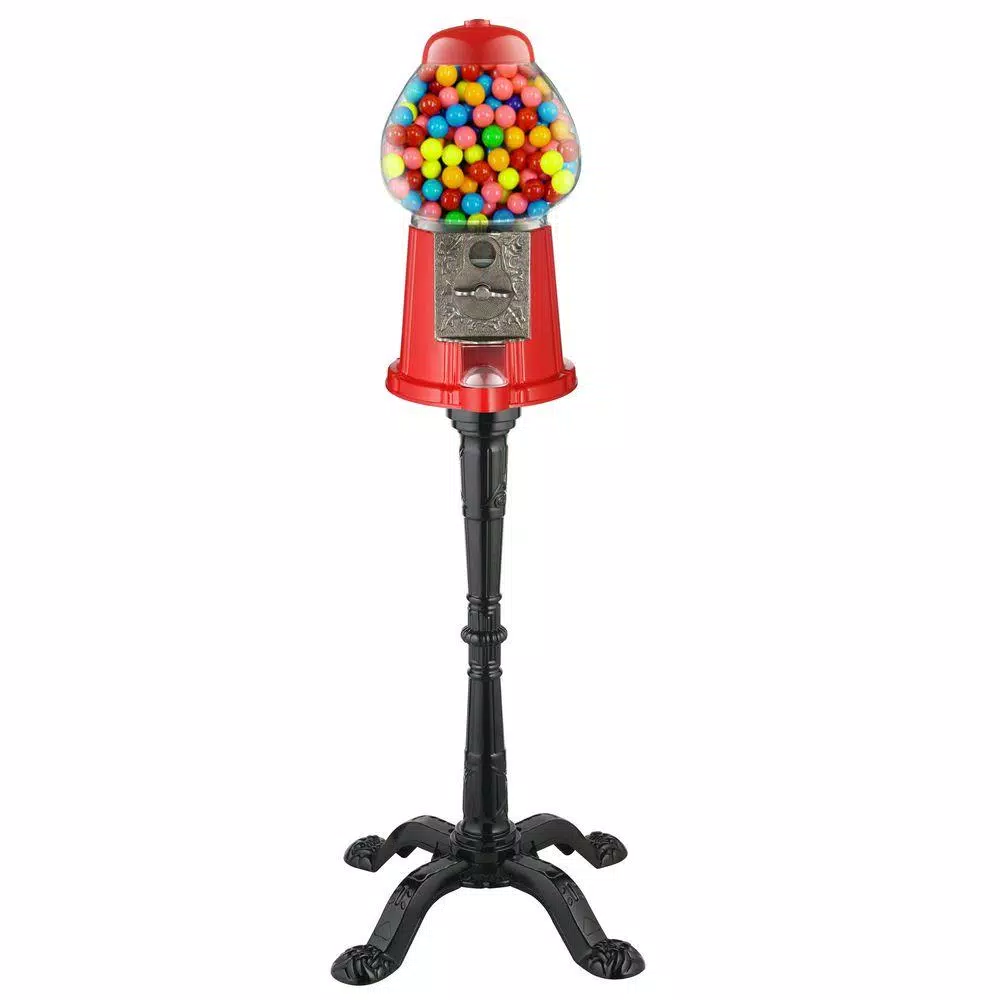 Great Northern 37 in. Vintage Red Gumball Machine with Stand and Coin Bank