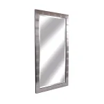 Alpine Art & Mirror Christopher 42 in. x 22 in. Large Rectangle Beveled Glass Wall Mirror - Brushed Silver Contemporary Frame thumbnail 3