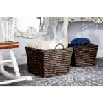 LITTON LANE Large Square Water Hyacinth Wicker Storage Baskets, Dark Brown (Set of 3) thumbnail 8