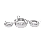 Unbranded 3-Piece Stainless Steel Balti Pan Set, 3 Sizes (3.25 Qt., 1.25 Qt., 0.50 Qt.) thumbnail 5
