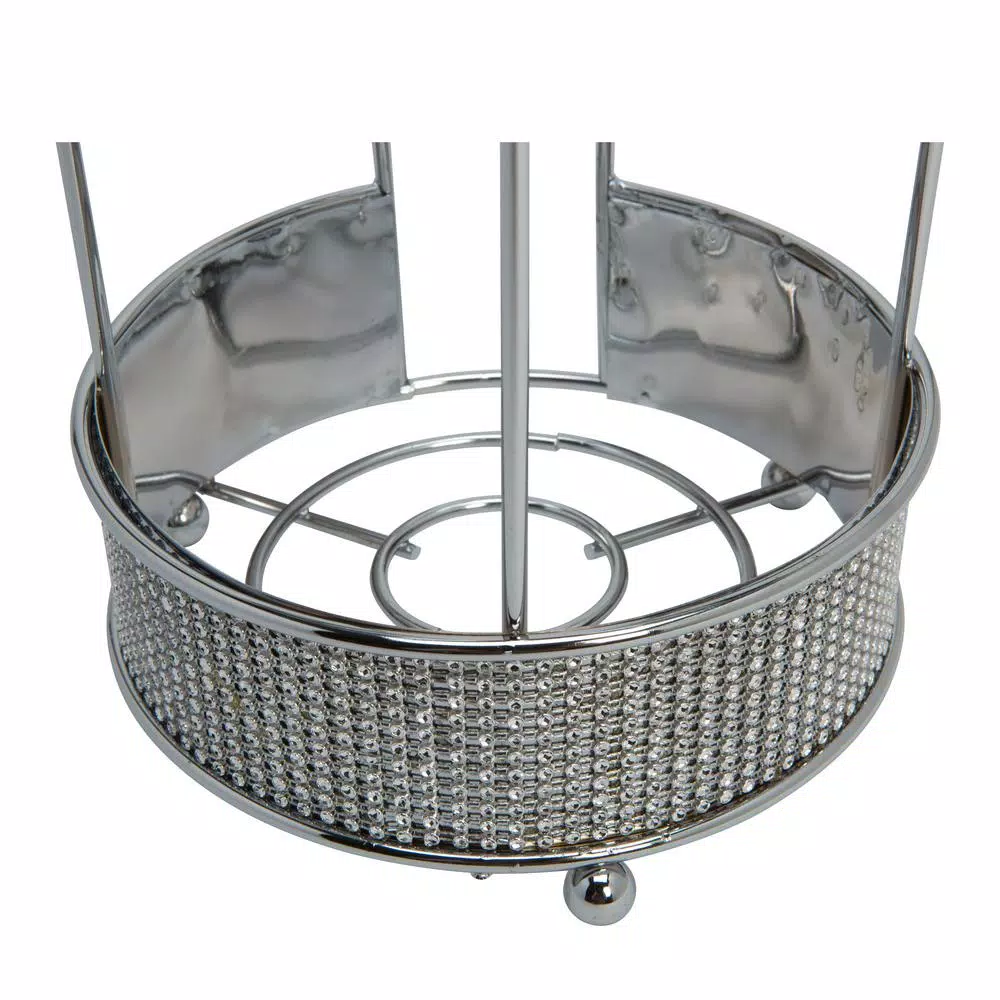 Bath Bliss Pave Diamond Design Toilet Paper Holder, Chrome Freestanding Stand