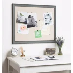 Kate and Laurel Kenwick Gray Framed Linen Fabric Pinboard Memo Board, Farmhouse Style thumbnail 5