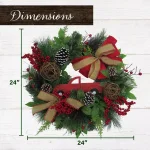 Fraser Hill Farm 24 in. Artificial Christmas Wreath with Pinecones, Burlap Bows and Wooden Truck thumbnail 2