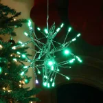 Alpine Corporation 10 in. Twig Snowflake Christmas Ornament with Green LED Lights thumbnail 2