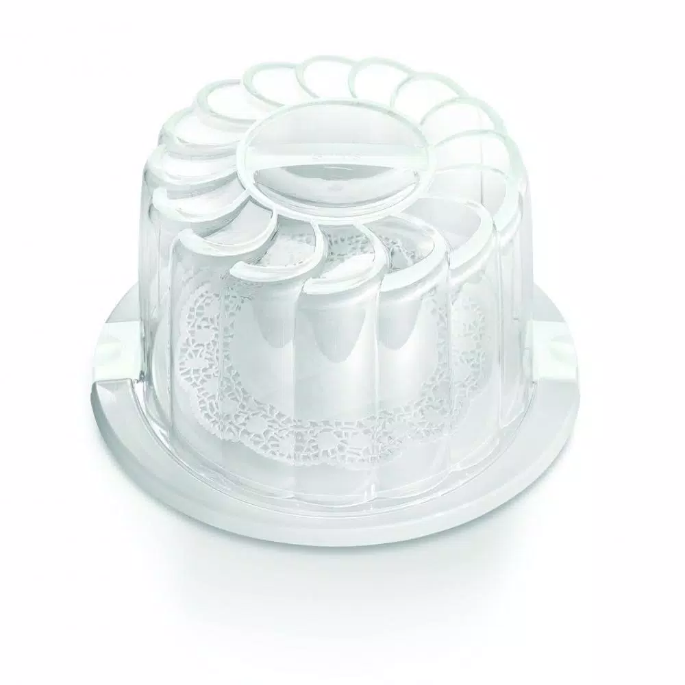 Unbranded Snips 28 cm White Cake Holder and Carrier with Protective Cover