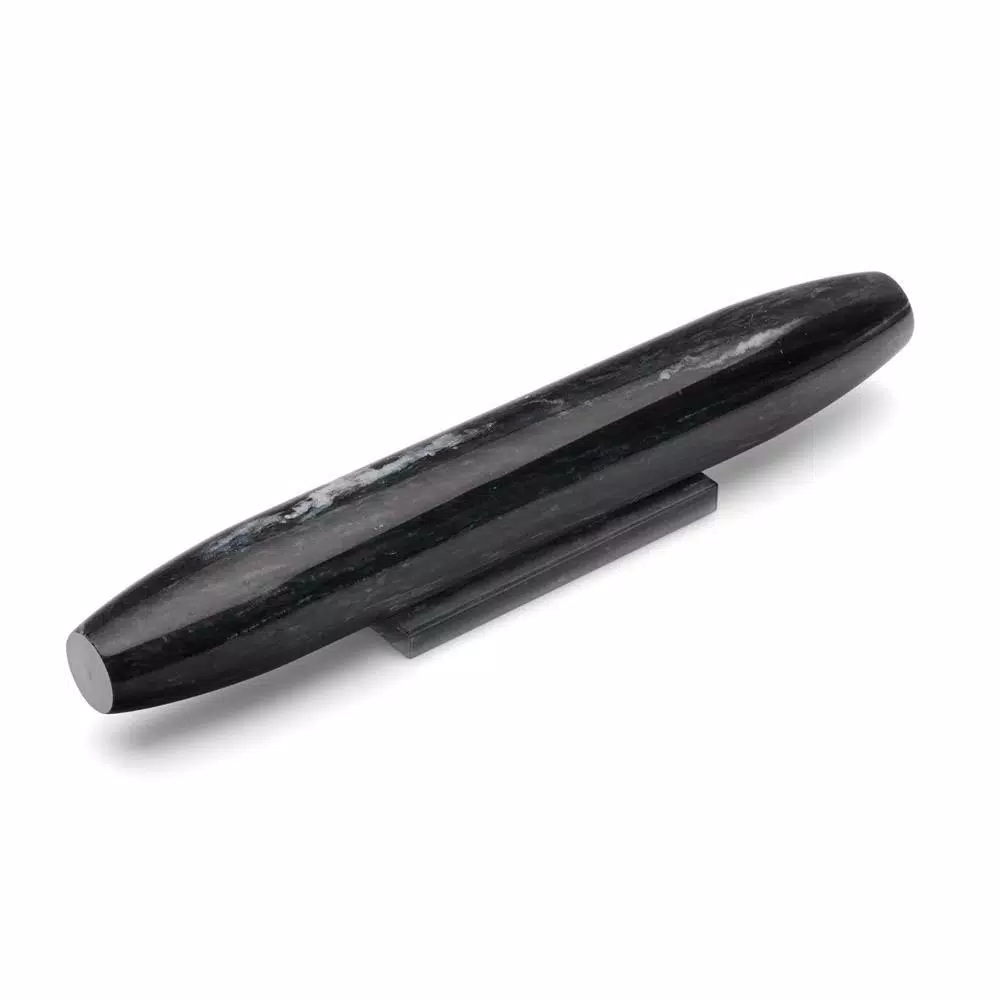 Fox Run 12 in. Black Marble Tapered French Rolling Pin with Base