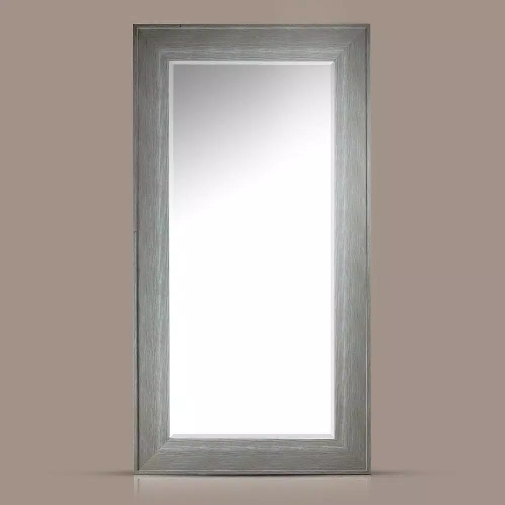Crystal Art Gallery Large Rectangle White Modern Mirror with Wood Grain Finish (46.5 in. H x 25 in. W)