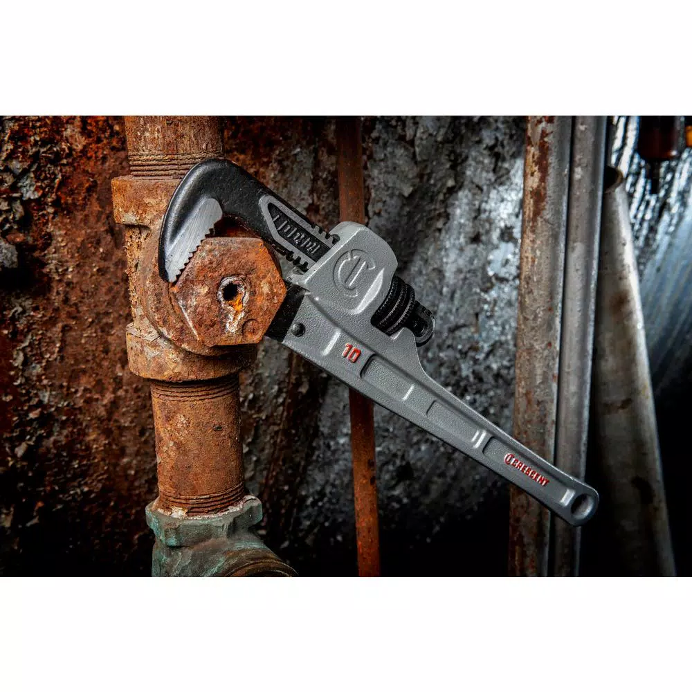 Crescent Aluminum Pipe Wrench, 9-inch Adjustable Straight Pipe Wrench