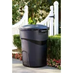 Rubbermaid Roughneck 32 Gallon Round Black Trash Can with Lid (2-Pack) thumbnail 8