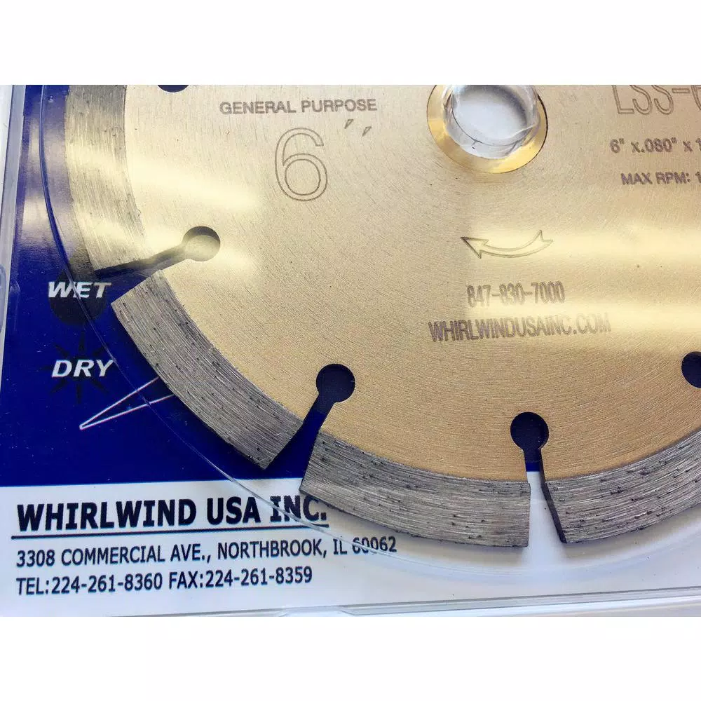 Whirlwind USA 6 in. Segmented Diamond Blade for Concrete, Stone, Brick, and Masonry