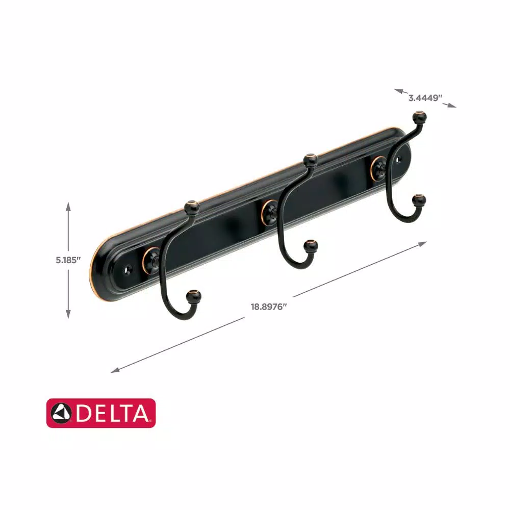 Delta Porter Triple Towel Hook, Oil Rubbed Bronze