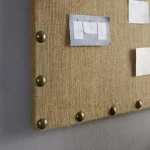 Unbranded Burlap Covered Cork Memo Board with Antique Bronze Nailhead Trim, 24 x 36 in. thumbnail 6