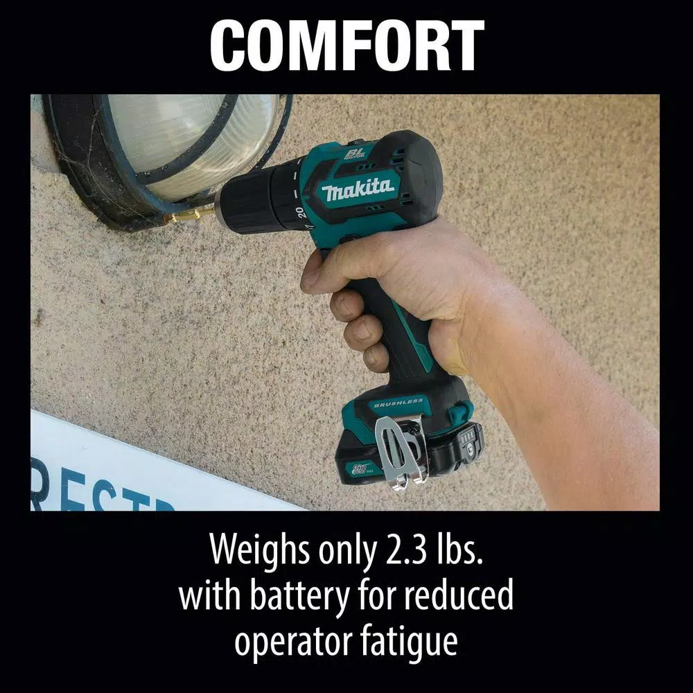 Makita 12V Max CXT Brushless 3/8 in. Cordless Driver Drill Kit with (2) 2.0Ah Batteries, Charger, and Case