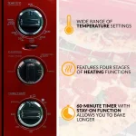 Nostalgia Retro 1500W 12-Slice Convection Toaster Oven with Timer - Retro Red thumbnail 4