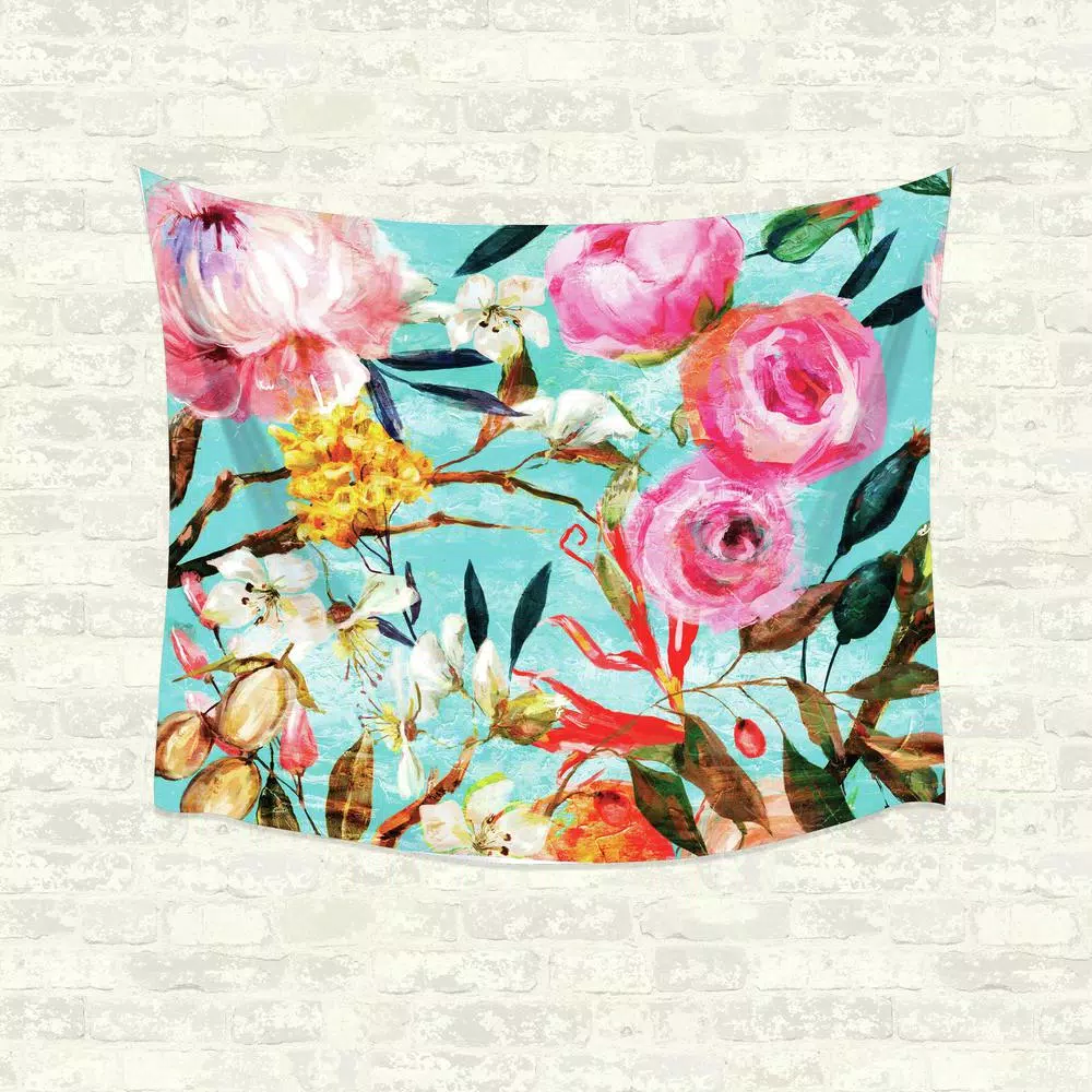 RoomMates Oil Paint Floral Large Wall Tapestry, Multi-Colored Polyester Wall Hanging