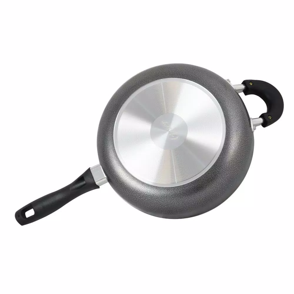 Oster Clairborne 3 qt. Aluminum Nonstick Saute Pan with Glass Lid, Charcoal Grey