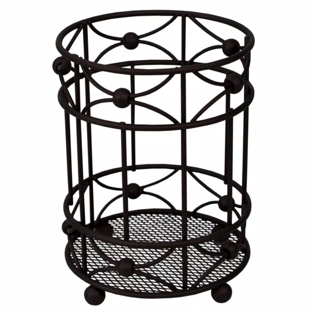 Home Basics Arbor Oil-Rubbed Bronze Steel Utensil Holder with Mesh Bottom and Non-Skid Feet