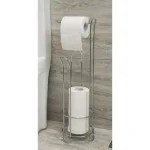 Basicwise Chrome Wire Metal Freestanding Toilet Paper Holder and Magazine Storage Rack thumbnail 2