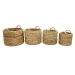 LITTON LANE Round Water Hyacinth and Metal Storage Wicker Baskets, Set of 4 thumbnail 3