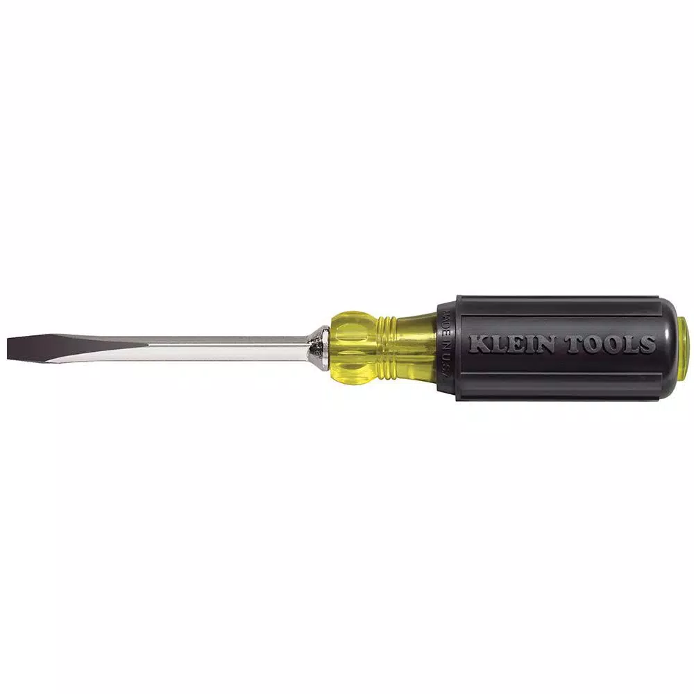 Klein Tools 1/4 in. Flat Head Screwdriver with 4 in. Square Shank and Cushion Grip