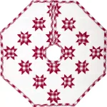 VHC Brands Emmie 21 in. Red Patchwork Christmas Tree Skirt - Hand-Quilted Cotton Farmhouse Decor thumbnail 1