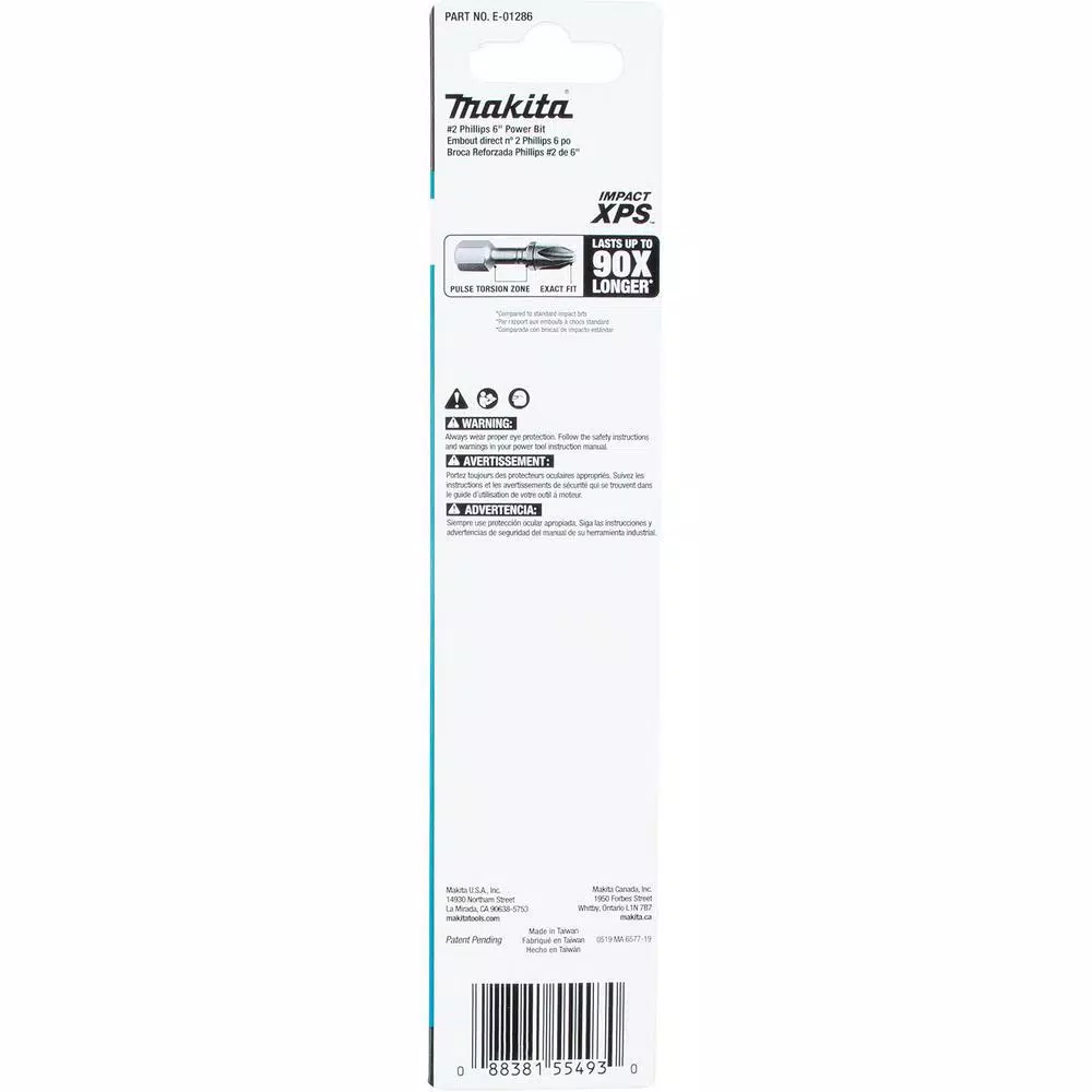 Makita ImpactXPS #2 Phillips 6 in. Power Bit for High-Torque Impact Drivers