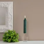 ROOT CANDLES 7 in. Timberline Collenette Dark Green Taper Dinner Candles, Beeswax Enriched (Box of 4) thumbnail 2