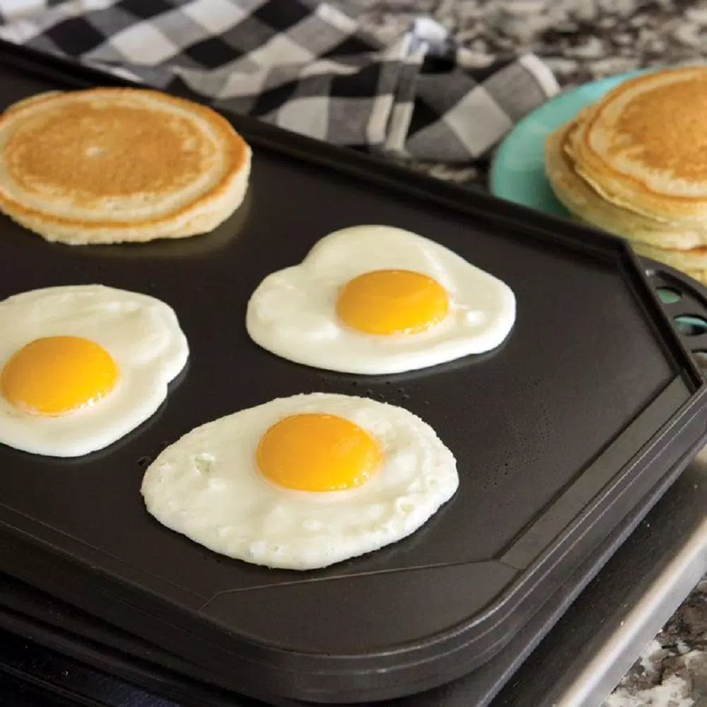 Nordic Ware Cast Aluminum 2-Burner Reversible Griddle, Nonstick Stovetop and Outdoor Grill Pan
