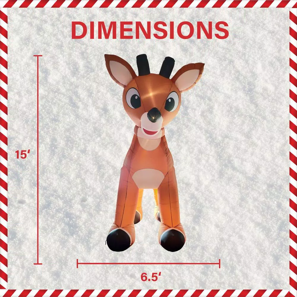 Fraser Hill Farm 15 ft. Pre-Lit Reindeer Christmas Inflatable with Moving Head