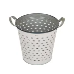 Glitzhome Farmhouse Enamel Metal Basket Set of 2 - White and Galvanized Iron Storage Baskets thumbnail 7