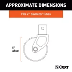 CURT 6" Jack Caster for 2" Diameter Tubes, 1,200 lbs. Capacity thumbnail 2