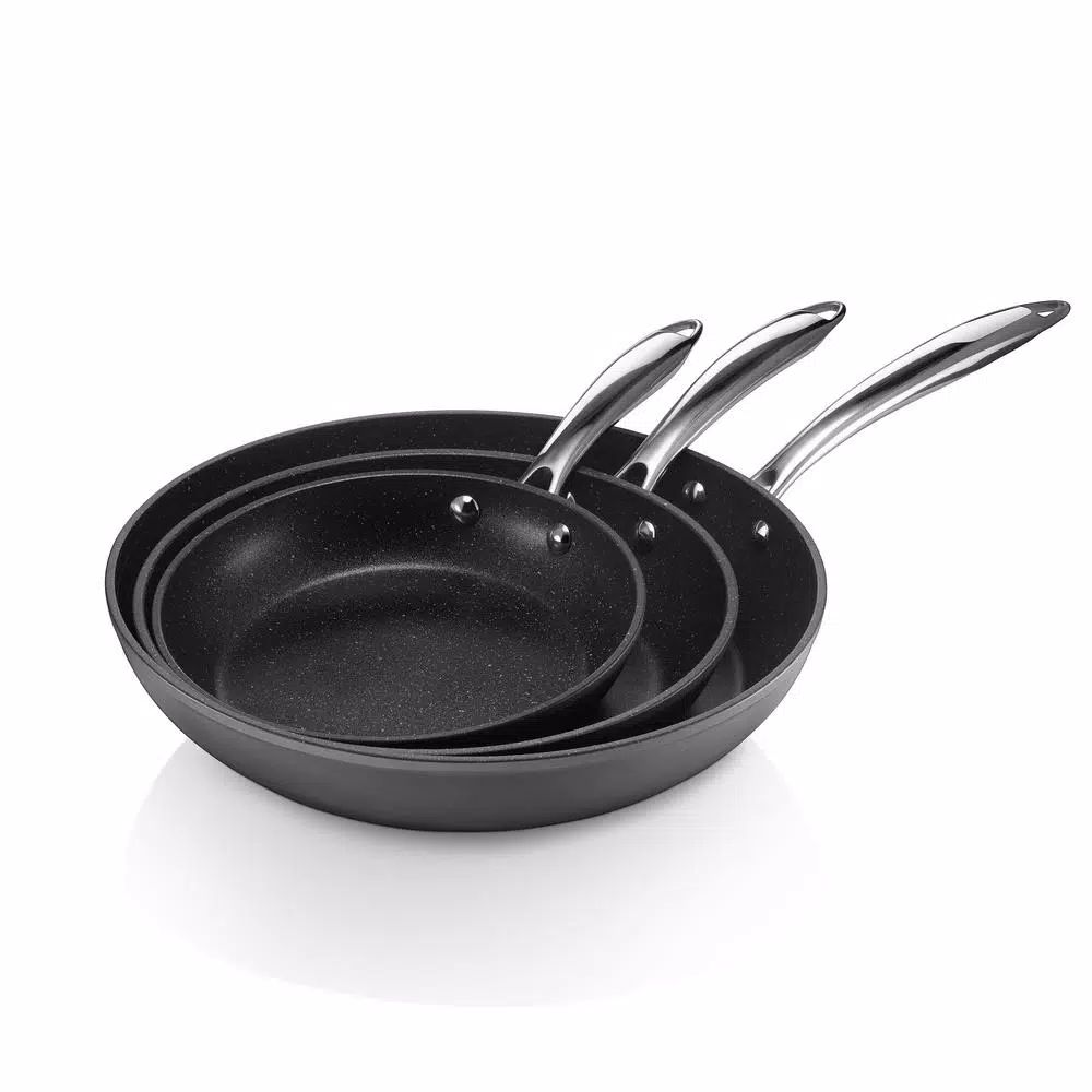 Granitestone Professional 3-Piece Hard Anodized Diamond Infused Nonstick Fry Pan Set, Induction Capable
